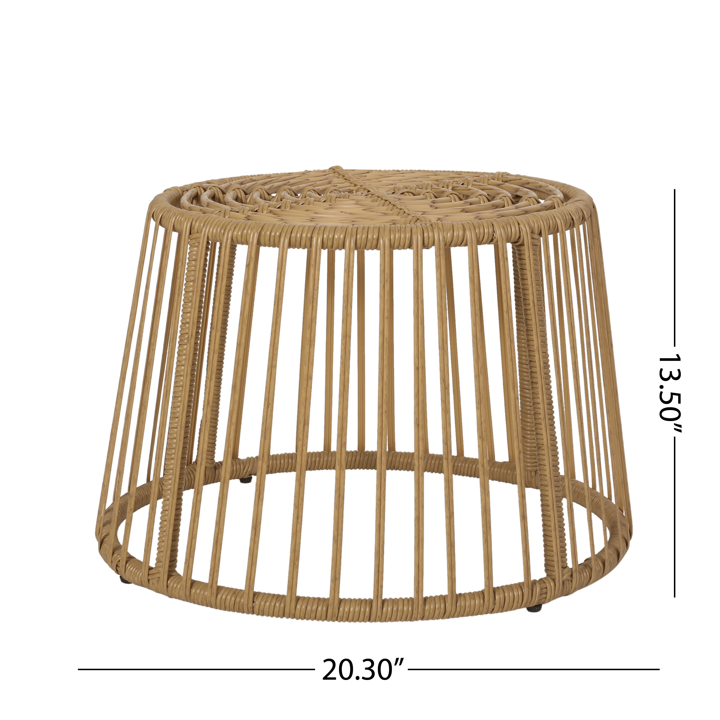 Jabe Wicker Outdoor Side Table, Light Brown