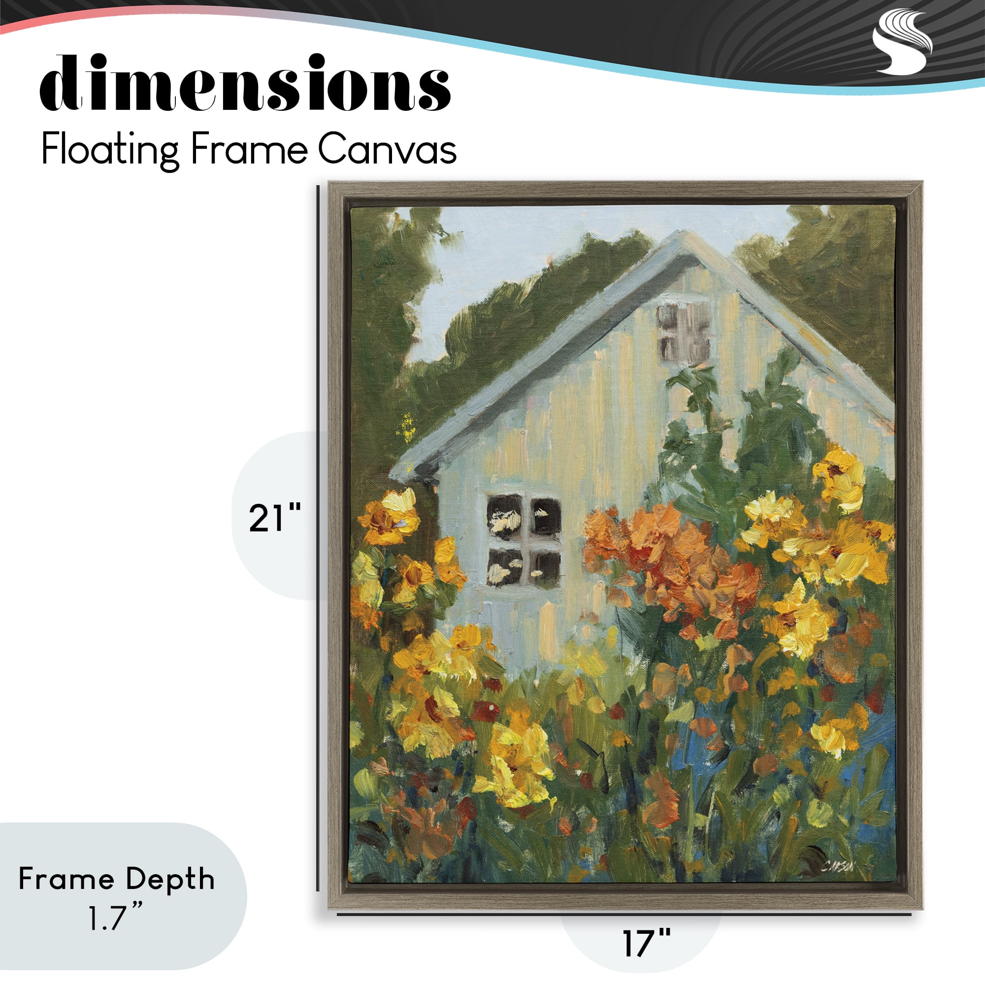 Stupell Industries Sunlit Cottage Garden View Brown Framed Floater Canvas Wall Art, design by Carson Overstreet