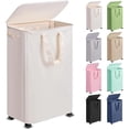 thumbnail image 2 of Slim Laundry Hamper with Lid and Wheels, Small Rolling Laundry Basket with Ha..., 2 of 8