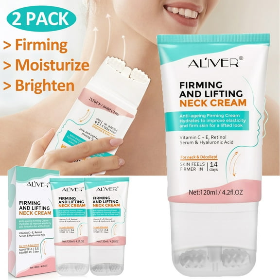 Aliver (2-Pack) Neck Firming Lotion Roll Massage Design, Skin Tightening Cream for Reducing Wrinkle
