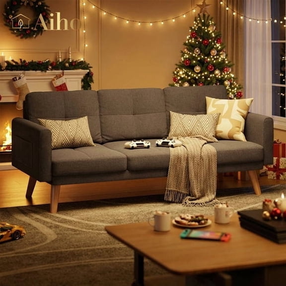 Aiho L-Shaped Sleeper Sofa Bed with 3 Pillows– Convertible Sectional Couch for Living Room, Small Spaces & Guest Bed, Gray