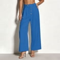 thumbnail image 2 of akafmk Womens High Waist Wide Leg Dress Pants Button Front Pleated Business Casual Pants Stretch Cropped Office Teacher Pants, Size XXL, 2 of 8