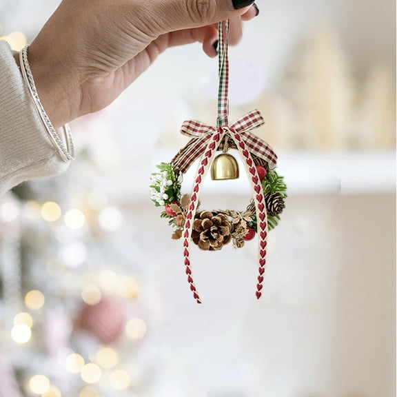 Christmas Bells Mini Wreath Ornament,Beautiful Window and Porch Hanging Wreaths,Mini Christmas Wreaths for Home Holiday Decoration