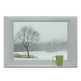 thumbnail image 1 of Winter Cutting Board, Green Teacup on Windowsill Forest Outdoors Snowstorm Scenic Countryside, Decorative Tempered Glass Cutting and Serving Board, Large Size, Apple Green Beige White, by Ambesonne, 1 of 1