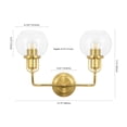 thumbnail image 3 of SAFAVIEH Fenris 2-Light G14 Satin Brass Metal Wall Sconce with Clear Glass Shade, 3 of 6