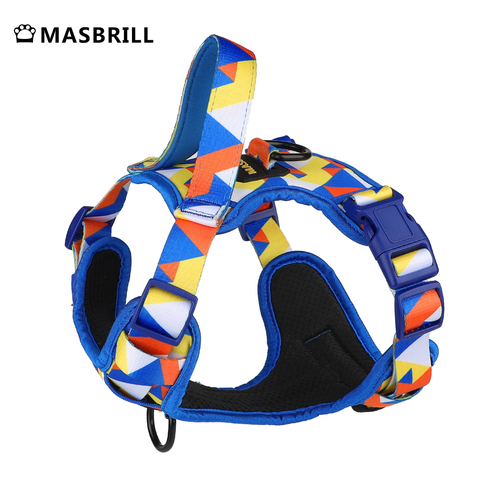 MASBRILL No Pull Dog Harness, Reflective Dog Vest with Handle No Choke Soft Padded Dog Harness for Small Medium Large Dog