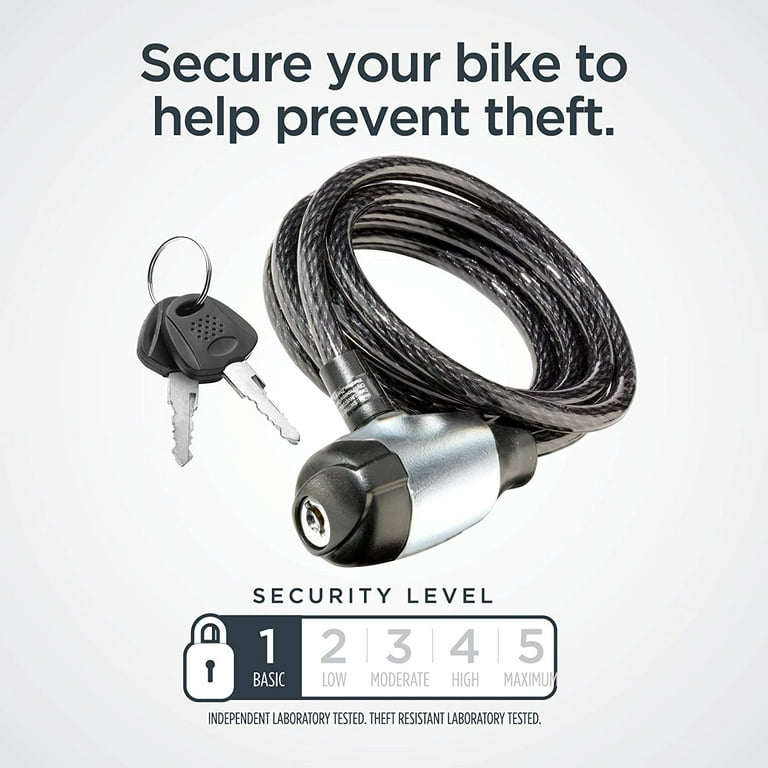 Schwinn Bike Locks Heavy Duty Anti Theft, Lock for Outdoor Equipment and  Bicycle Security Level 1/Key Lock 6 Foot/8mm Cable 