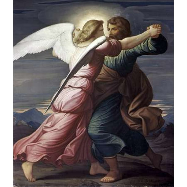 Jacob Wrestles with an Angel Poster Print by Edward Jakob Steinle (12 x 12)