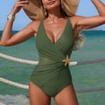 thumbnail image 5 of YueHuiYing Women's Push Up Wrap Front Swimsuit One Piece Tummy Control Bathing Suits Bandeau Support Swimwear, 5 of 7