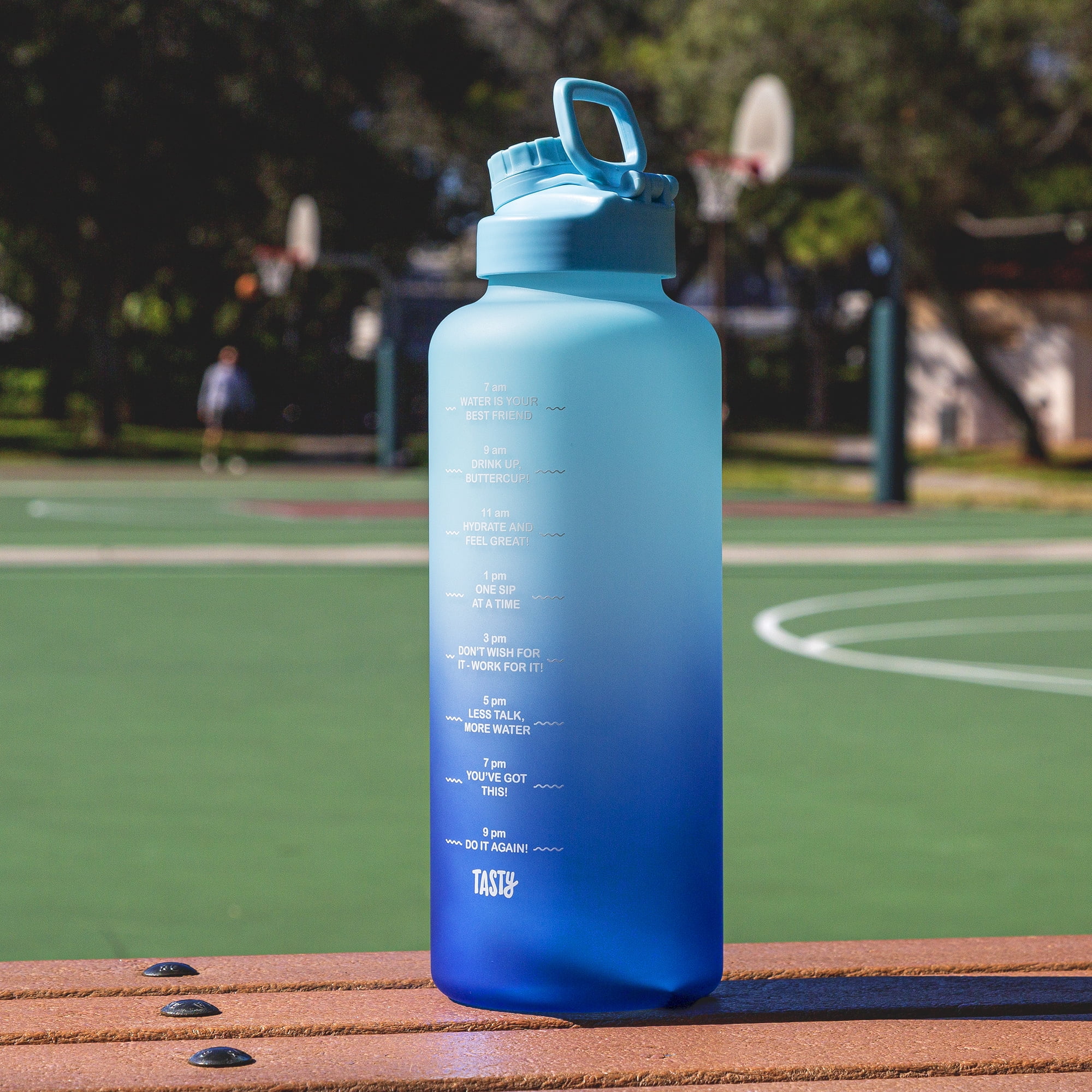 64oz Plastic Tracker Water Bottle Purple - Room Essentials™