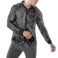 thumbnail image 4 of Top de malla con lentejuelas brillantes para hombre, camisa de baile disco de los años 60 y 70, 4 of 5