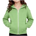 thumbnail image 6 of felwors Girls Zip Up Hoodies Kids Casual Long Sleeve Sweatshirt Fall Jacket with Pockets (Green,5-6 Years), 6 of 6
