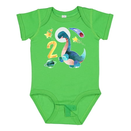 

Inktastic Second Birthday Dinosaur Astronaut with Stars and Planet Gift Baby Boy or Baby Girl Bodysuit