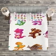 thumbnail image 3 of Ambesonne Colorful Quilted Bedspread Set 3 Pcs, Dinosaurs Extinction, King Size, Multicolor, 3 of 3