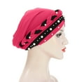 thumbnail image 4 of yunLXY On Sale Dubai Turban Under $5 Women Muslim Baotou Hat Milk Silk Two-color Nail Beads Braid Turban Hat, 4 of 5