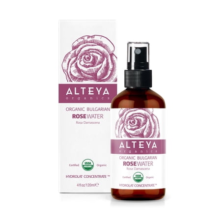 Alteya USDA Organic Rose Water Spray - 4fl oz/120ml Glass bottle