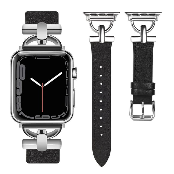 Wearlizer Leather Band Compatible with Apple Watch Band Women 38mm 40mm 41mm , Dressy Leather Strap with D-Shape Metal Buckle for iWatch Bands Series 8 SE 7 6 5 4 3 2 1