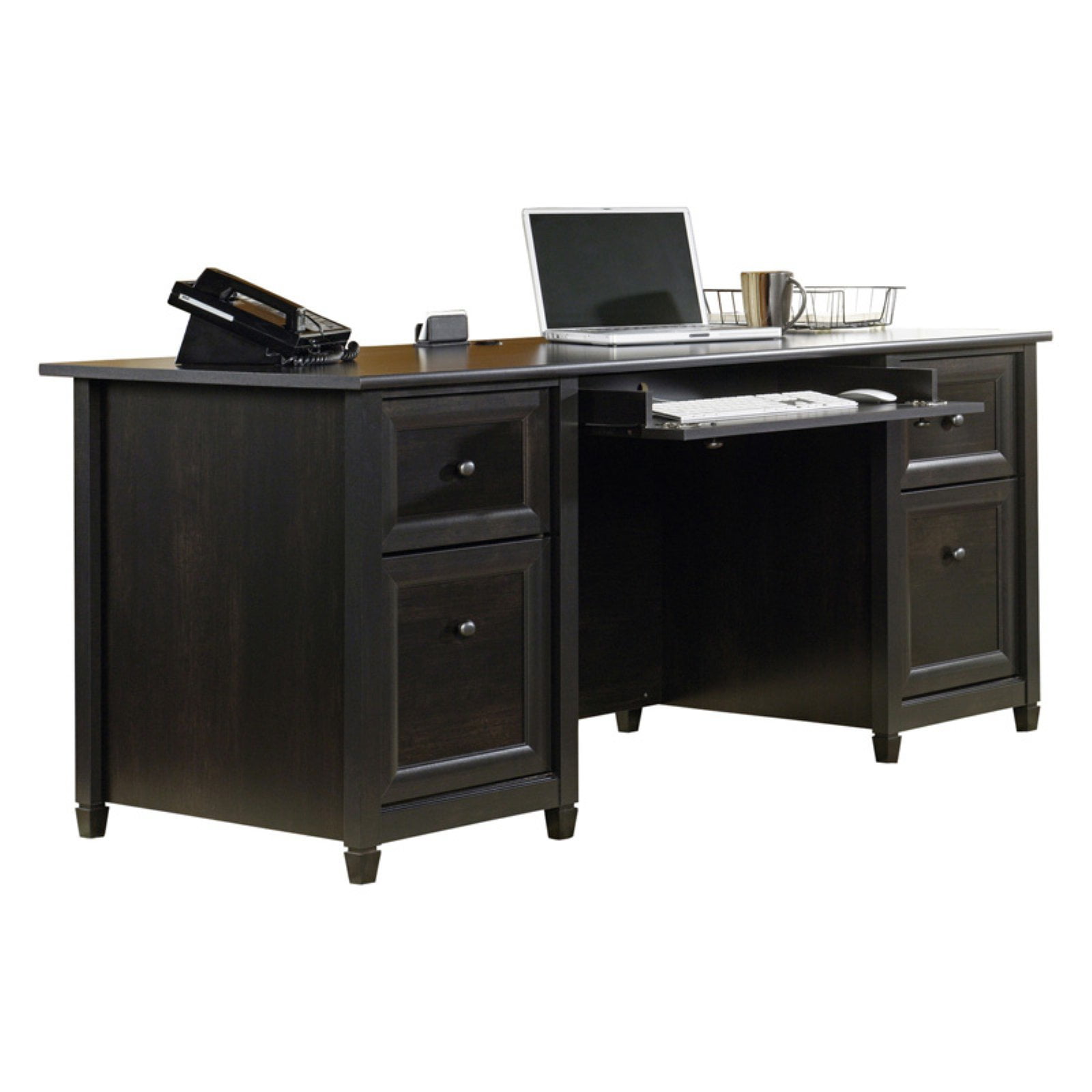 Sauder Edge Water Executive Desk Estate Black Finish