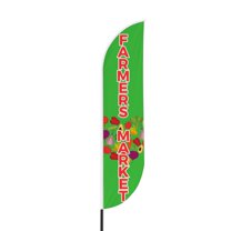 Farmers Market Sign feather flag for Outdoor by Mavis Print | 11.5 FEET Long Polyester Outdoor Banner Flag for Easy Hang | HD Print Swooper I Flag Only for Food Advertising | Made in USA I Flag Only