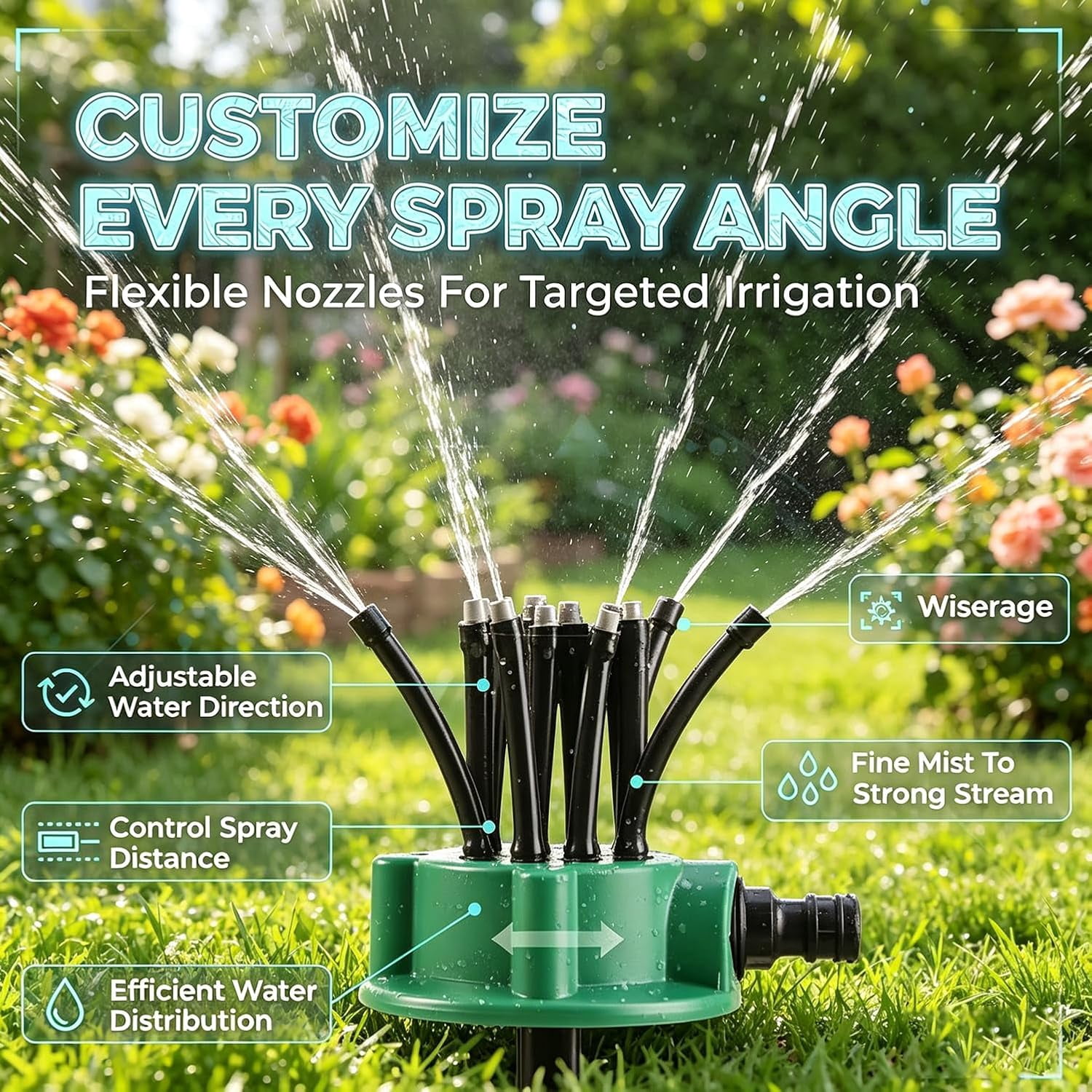 360° Multi-Directional Lawn Sprinkler, Stable Rotating Water Sprinkler, Wide Coverage, Easy Connect for Yard Garden（1PCS）