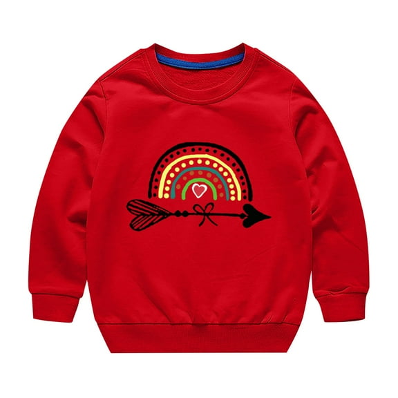 Otqutp Baby Crewneck Pullovers Toddler Boys Girls Sweater Autumn/Winter Rainbow Print Long Sleeve Round Neck Hatless Sweater Party Birthday School(Red,13-14 Years)