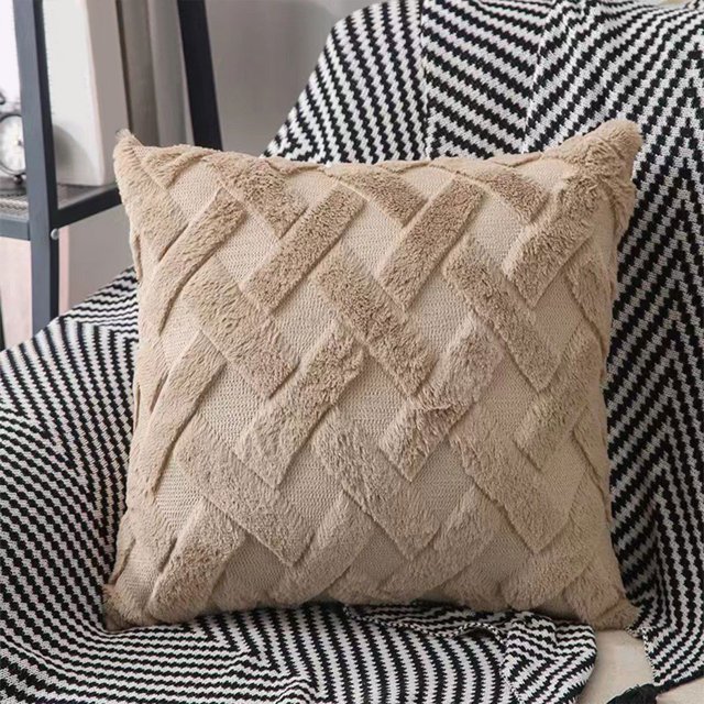 Birdeem Living Room Decor, Sofas for Living Room, Solid Color Intersection Plaid Decorative Pillowcase 40X40Cm for Living Room Sofa Bed Fashionable Home Decoration Soft Furry Cushions