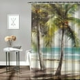 thumbnail image 2 of Creowell Palm Trees Beach Scene Pretty Shower Curtain Set 100% Polyester Washable Bathroom Decor with Hooks 60x72, 2 of 7