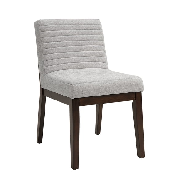 Gray Linen Upholstered Side Chairs, Set of 2, Rubberwood Frame Dining Chairs for Kitchen and Living Room