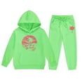 thumbnail image 5 of Kids Boys Girls Active Sweatsuit,2 Piece Long Sleeve Green Hooded Sweatshirt Jogging Pants Fall Clothes Hoodie Set 7-8 Yeats Cute&nbsp;Boys Girls&nbsp;Clothing, 5 of 6