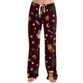 thumbnail image 3 of Hearthz Christmas Womans Pajama Pants Winter Wide Leg Womens Pj Bottoms Fall Drawstring Comfy Lounge Pants Women, 3 of 7