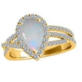 thumbnail image 4 of AoneJewelry 2.00 Carat Pear Shape Opal & Diamond Gemstone Ring In 10K Yellow Solid Gold, 4 of 5