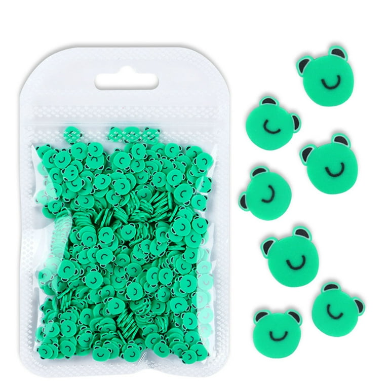Zpaqi 10g Frog Polymer Clay Slices Green Frog Fimo Slices Sprinkles Polymer Clay Slices for Slime and Nail Art Decoration