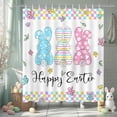 thumbnail image 3 of pipaio Easter Bunny Shower Curtain Cute Rabbits Colorful Floral Bathroom Shower Curtain Happy Easter Waterproof Fabric Shower Curtain Bathtub Decor with 12 Hooks 72 X 72 Inches, 3 of 6