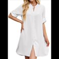 thumbnail image 3 of Vestido Camisero de Verano para Mujer, Informal, de Corta, con Botones y Cuello en V, Talla Grande L, 3 of 6