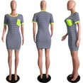 thumbnail image 4 of Henpk Summer Dresses for Women Striped T Shirt Dress Casual Midi Dress Short Sleeve Sundress with Pockets Stripe Print Fashion Dress Short Sleeve Mini Dress Green M, 4 of 6