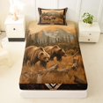 thumbnail image 3 of Castle Fairy Vintage Animal Bear Twin Sheets 3pcs for Teens,Bohemian Aztec Mountain Bedding,Brown Gold Cream,1 Fitted Sheet, 1 Flat Sheet and 1 Pillowcase, 3 of 6