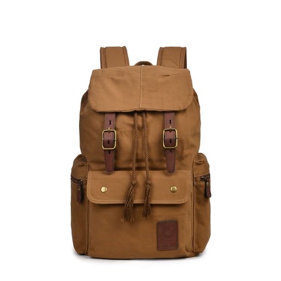 Men's pure cotton canvas bag, leisure outdoor large capacity backpack, factory directly climbing mountaineering bag,Brown