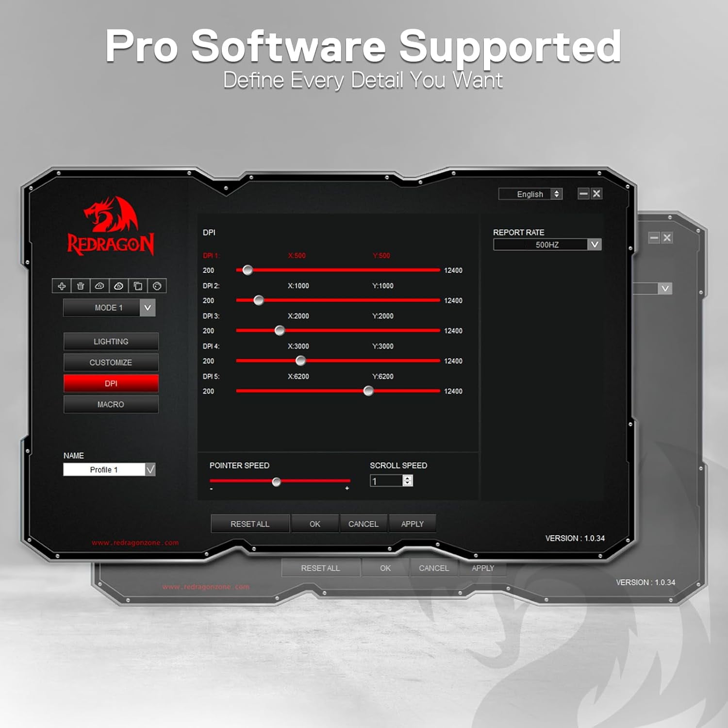 Redragon M908 Impact RGB LED MMO Gaming Mouse – 12 Side Buttons, 12,400 DPI