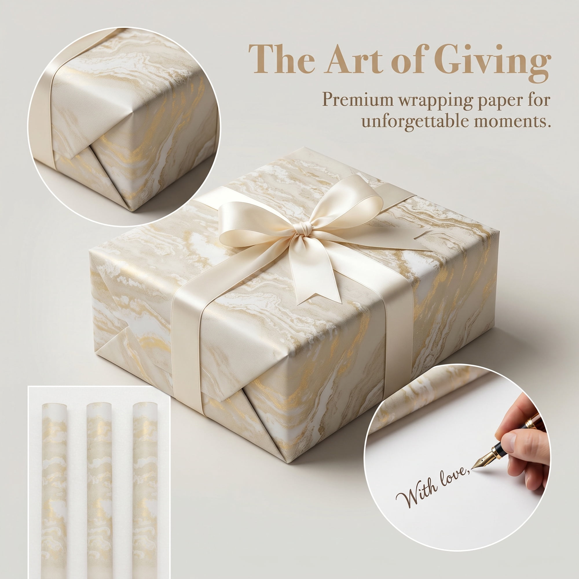 Unique Bargains Flowing Cloud Pattern Gift Wrapping Paper for Occasions Beige 27.6"x 19.7"