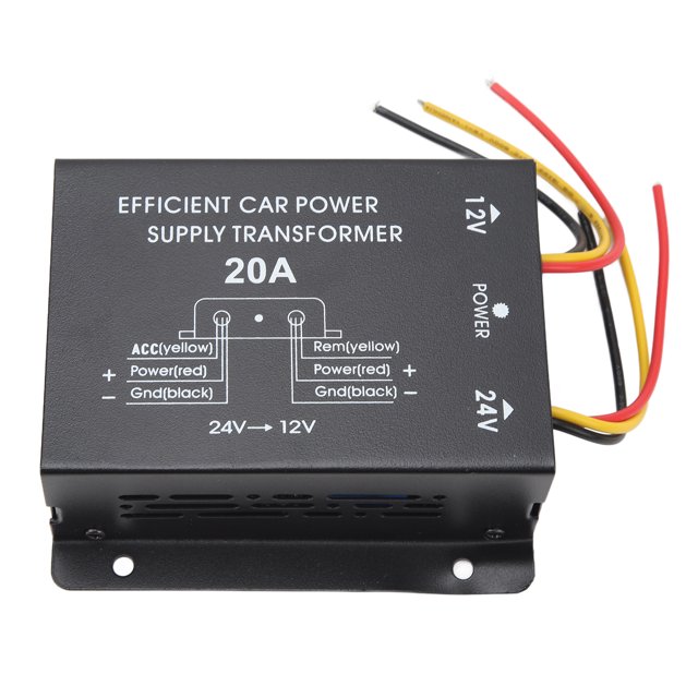 Convertidor eléctrico para coche 20A 24 V a 12 V CC Adaptador de transformador de potencia eléctrica para walkie talkie Pantalla de coche Camión Autobús