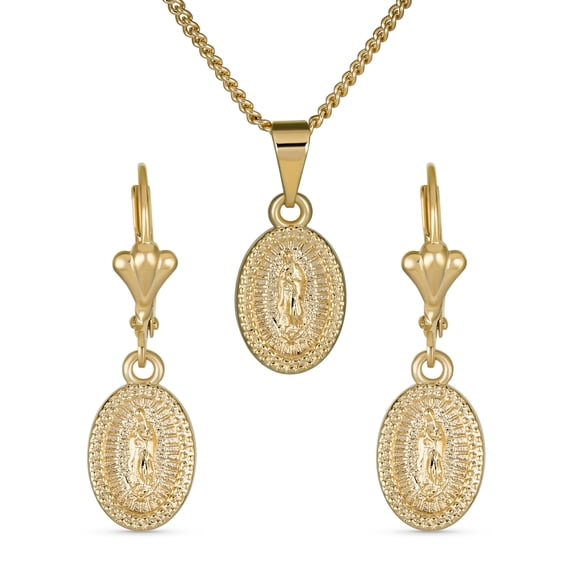 Bling Jewelry Womens Our Lady of Guadalupe Virgin Mary Pendant Necklace Gold