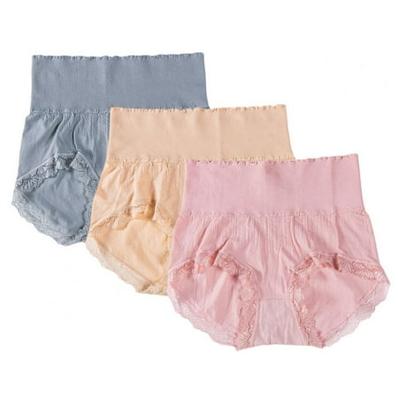 

Lace Trim Panties Women Briefs High Waist Briefs Full Coverage Panties Tummy Control Panties Stretchy Underpants Postpartum Nursing Panties 3pcs