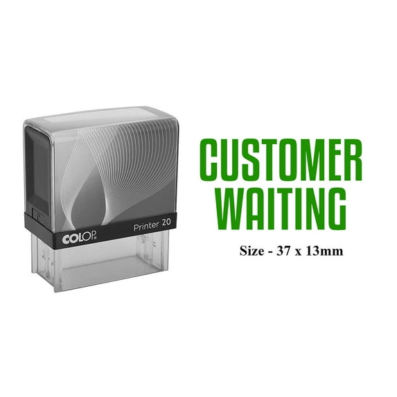 PrintValue Self Inking Rubber Stamp Customer Waiting Text Personalised COLOP 20 Mouse Stamper Office Stationary Accessory