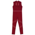 thumbnail image 5 of iiniim Kids Girls Shiny Full Body Unitard Rhinestone One Piece Leotard Sleeveless Gymnastics Dancewear Burgundy 8, 5 of 7