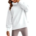 thumbnail image 3 of LANGWYQU Long Sleeve Turtle Neckline Women Casual Hoodies Side Zipper Sweatshirt, 3 of 5