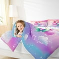 thumbnail image 4 of Homewish Cute Mermaid Queen Comforter Set,Cartoon Starry Sky Bedding Sets,Gradient Pink Purple Bedding Comforter Set For Girls Kids,Super Cozy Room Decor Reversible,3pcs, 4 of 8