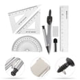 thumbnail image 3 of Compasses Set Geometry Drawing Tool with Protractor Divider Ruler Pencil Lead Eraser, 3 of 7