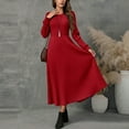 thumbnail image 2 of Arnsht Lightweight Sweater Dress Fall Dresses Midi Dress Luxury Outfits for Women Round Neck Solid Color Casual Long Sleeved Dresses Red S, 2 of 7