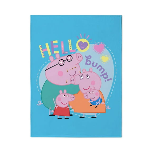 CafePress - Peppa Pig: Hello Bump! - Large Plush Fleece Throw Blanket, 80" L x 60" W