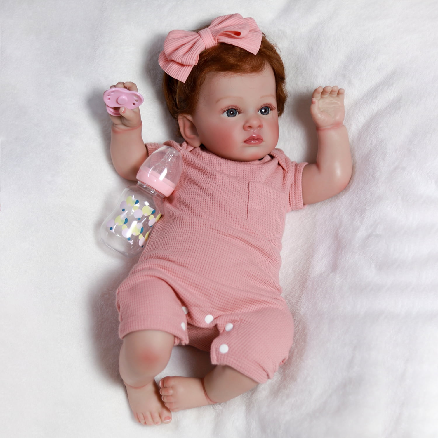 PYD 22in Realistic Reborn Baby Dolls Girl  Soft Cloth BodyHandmade Lifelike Adorable Newborn Girl Gift